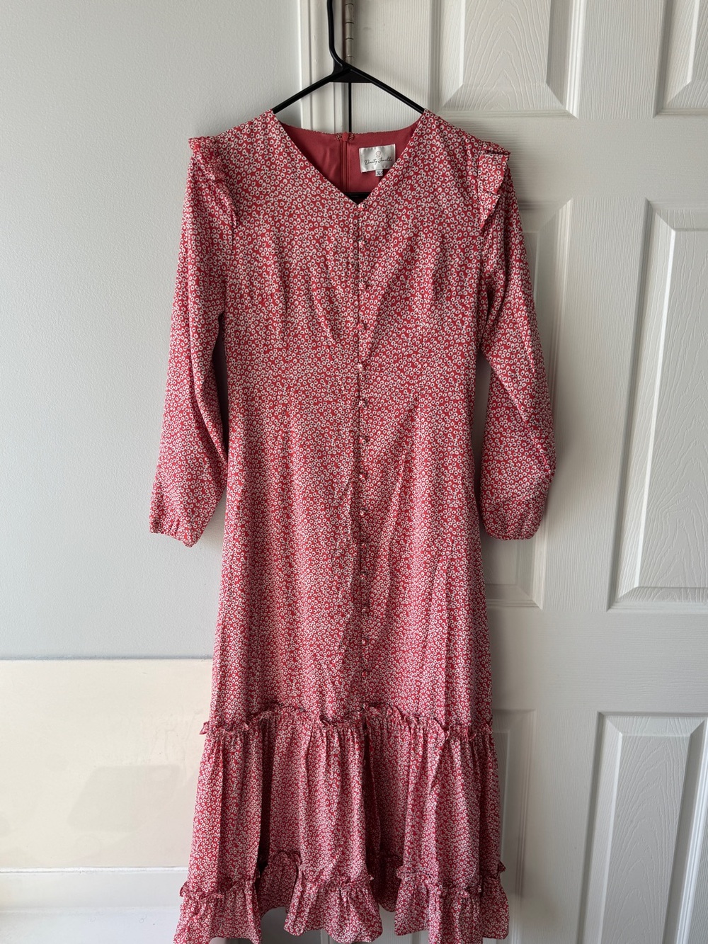 Dainty Jewells Floral Pink V-Neck Long Sleeve Midi Dress